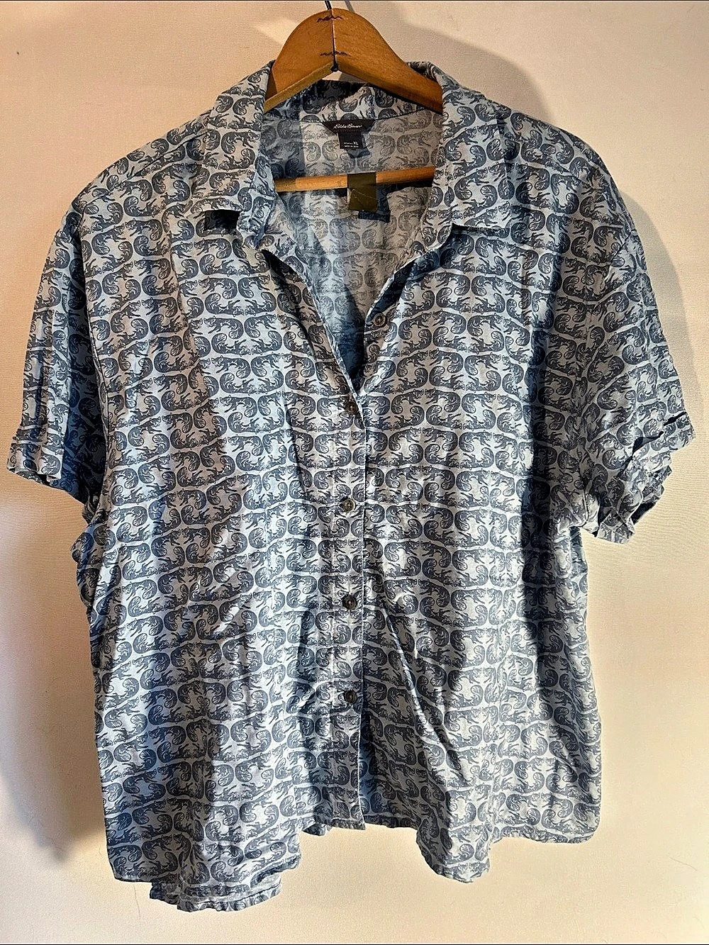 Eddie Bauer Men's Blue Fox Print XL